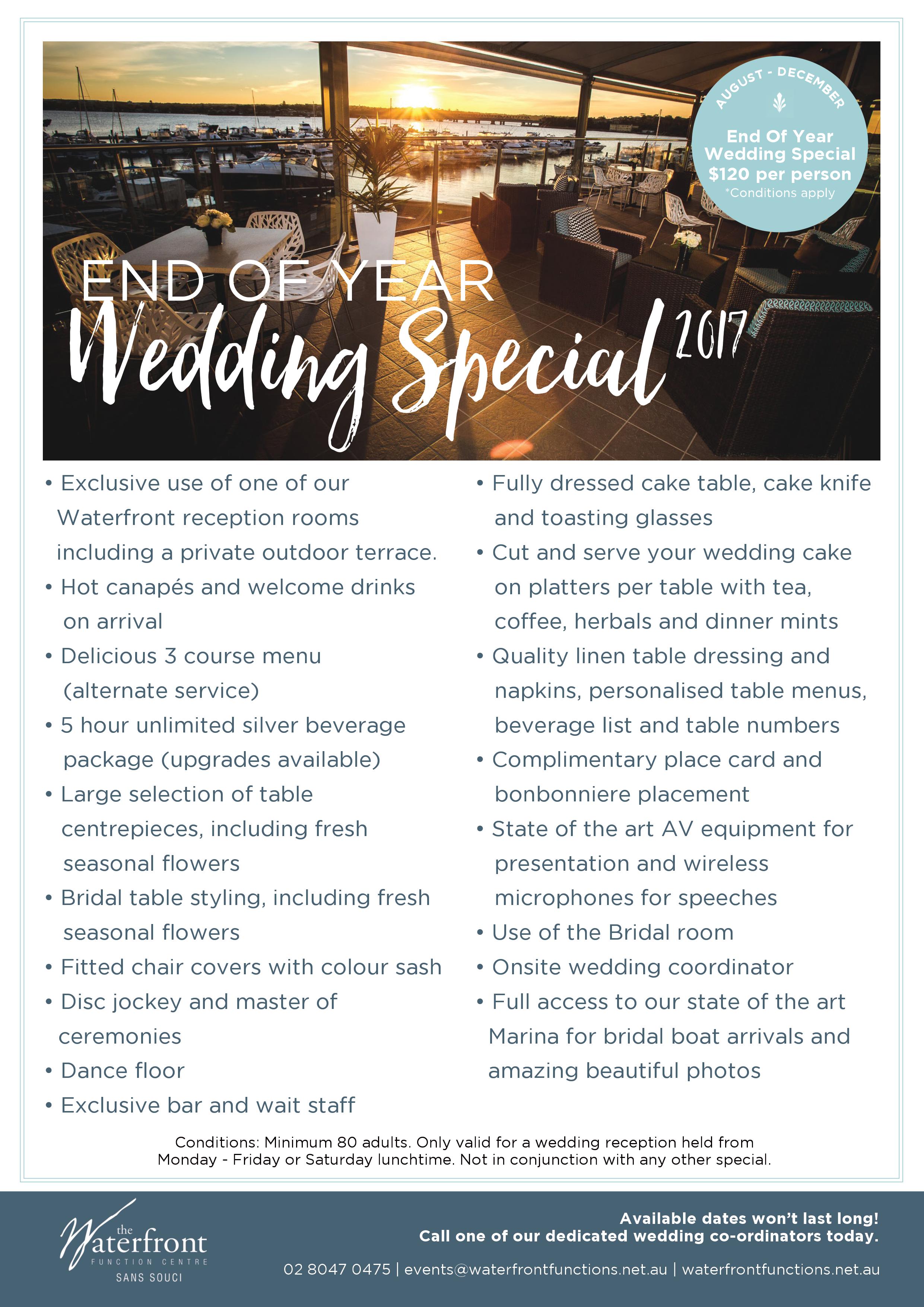 Waterfront End of Year Wedding Special